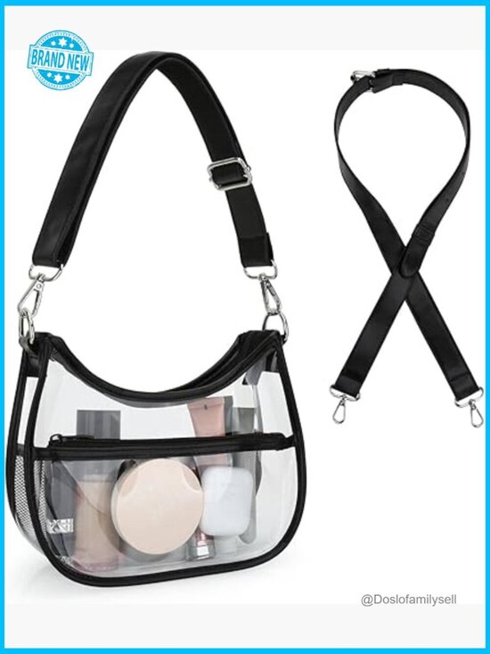 Handbags - Clear Crossbody Bag for Stadium Events Transparent PVC Underarm Bag with